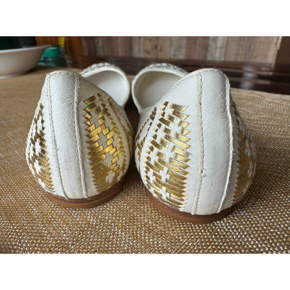 Sigerson Morrison White Gold Leather Ballerina Flats Size 9 Italy (Retail $579) - Picture 6 of 13